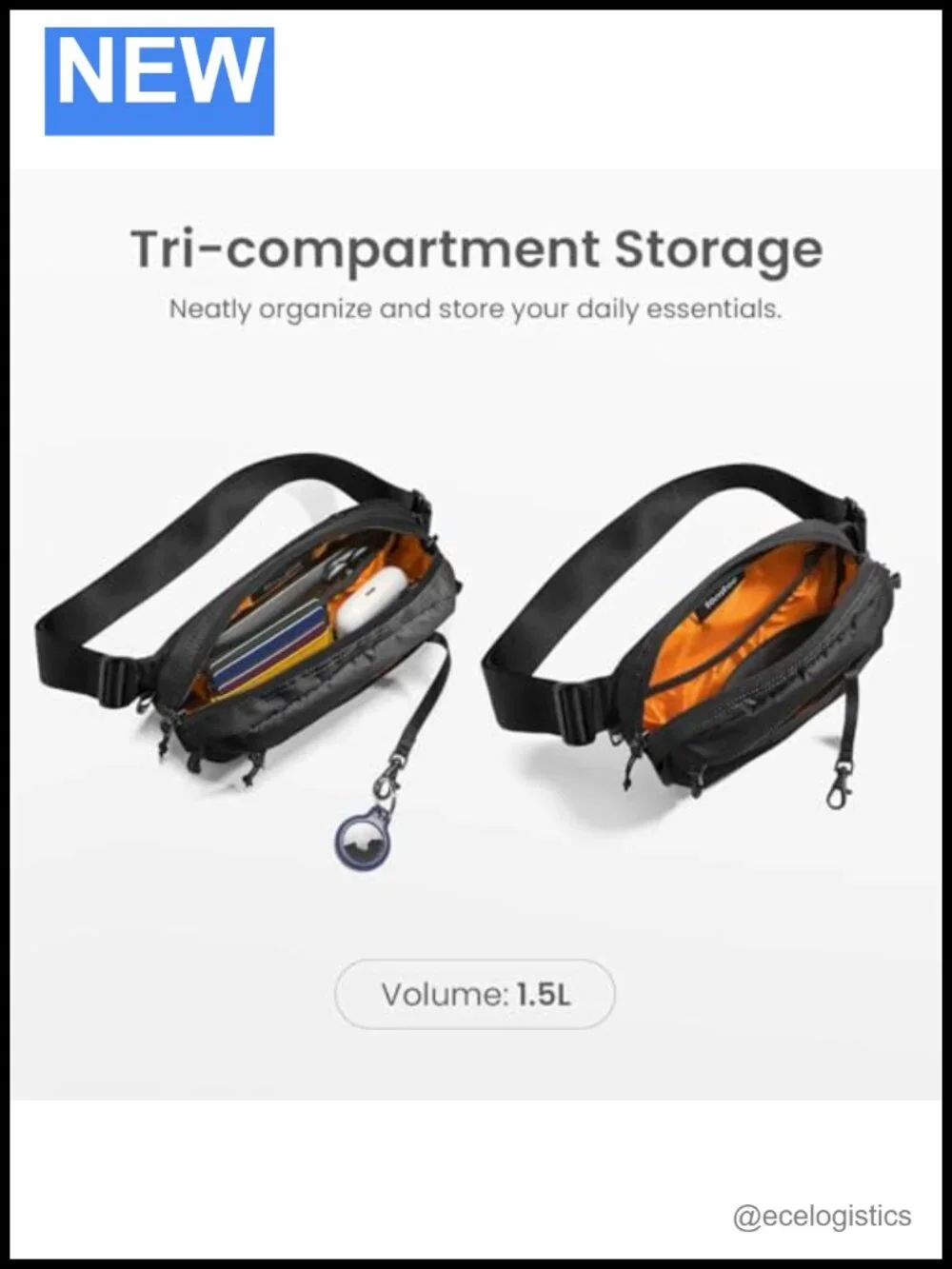 1.5L Sling Bag with RFID Blocking Crossbody Shoulder Pack Travel Fanny Pack
